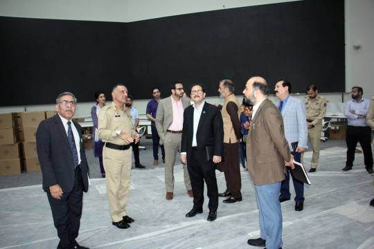 22-08-2023, Islamabad: Chairman NDMA Lt. General Inam Haider Malik brief CEO NDMRF about NEOC during his visit to NDMA HQ